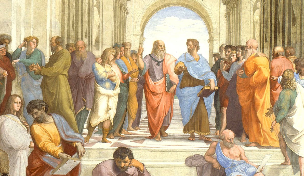 Platon i Arystoteles – fragment fresku „Szkoła ateńska” Rafaela Santi, znajdującego się na ścianie jednej z sal papieskiego Pałacu Apostolskiego w Watykanie