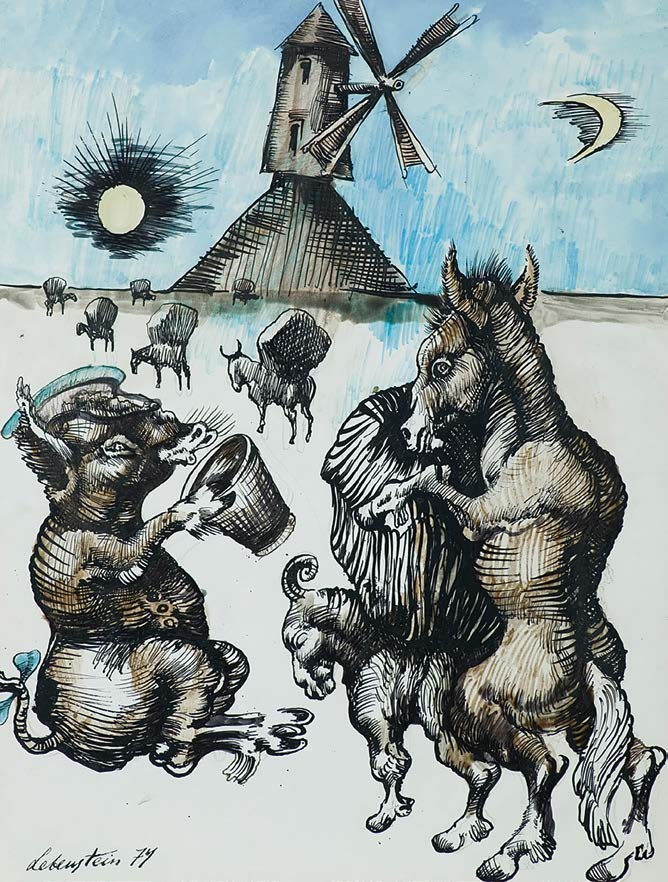 Ilustracja Jana Lebensteina do „Folwarku zwierzęcego” George’a Orwella.