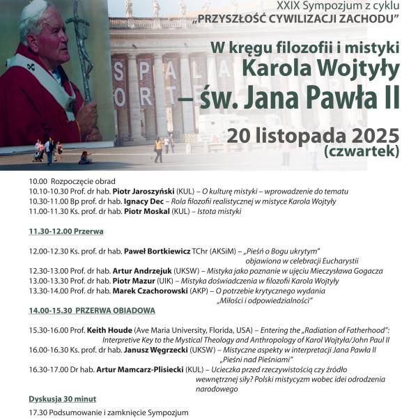 XXIX Sympozjum: W kręgu filozofii i mistyki Karola Wojtyły – św. Jana Pawła II