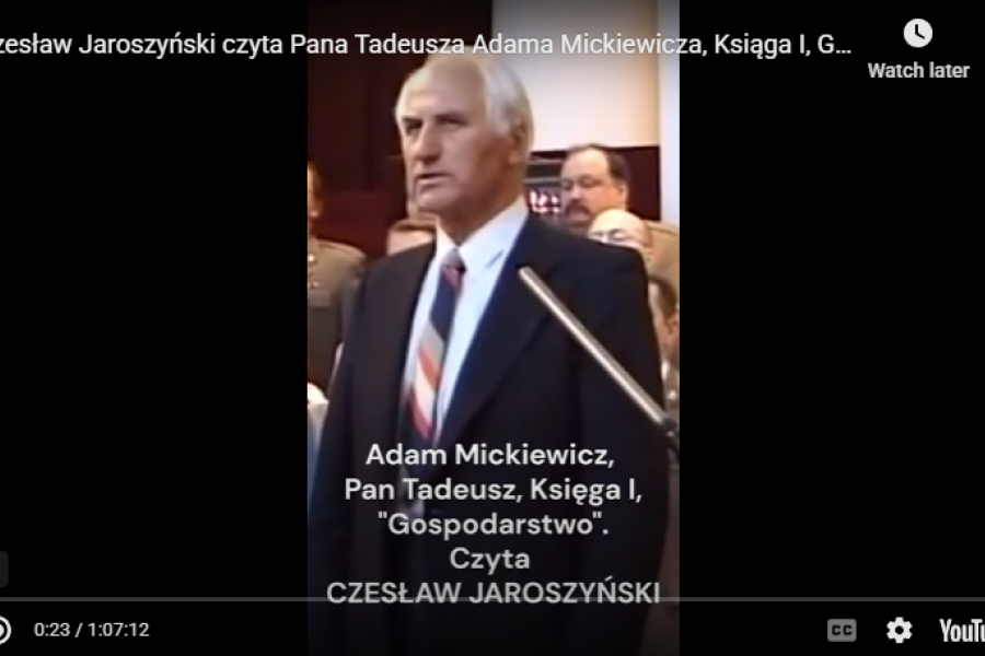Czesław Jaroszyński czyta Pana Tadeusza Adama Mickiewicza, Księga I, 